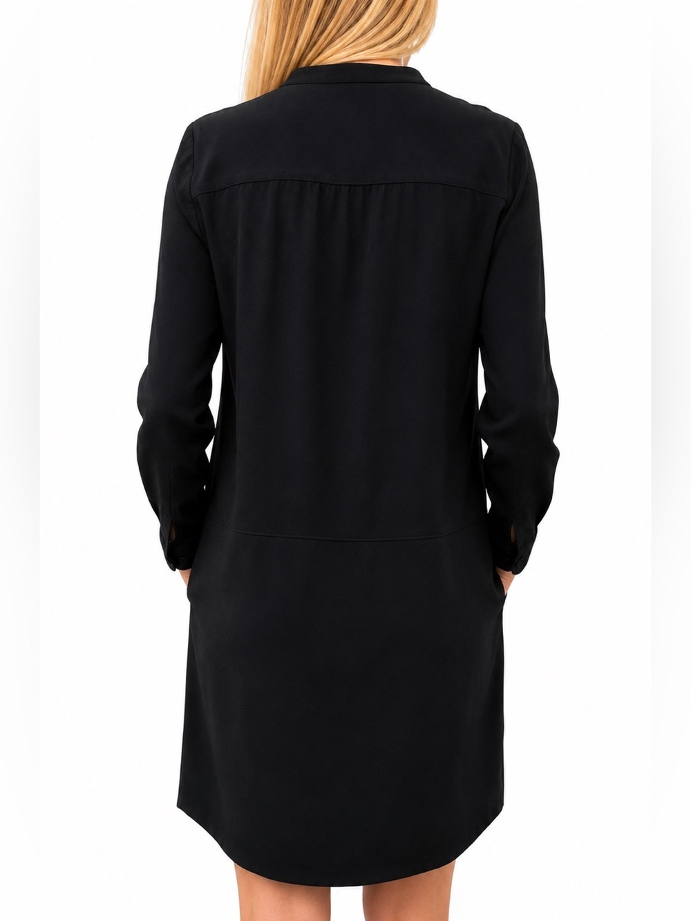 Madewell 1937 Little Black Dress Long Sleeve Relaxed Fit V Neck Shift Medium - Picture 3 of 5